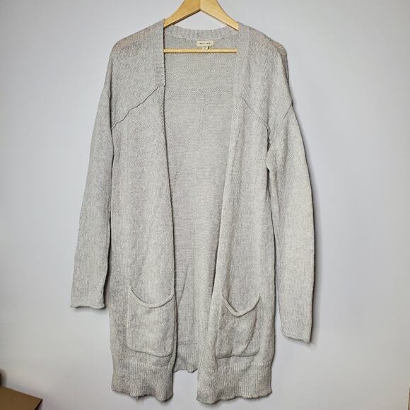 Silence & Noise light grey knit openhang cardigan sweater w/ big pocket Oversize - Picture 1 of 10